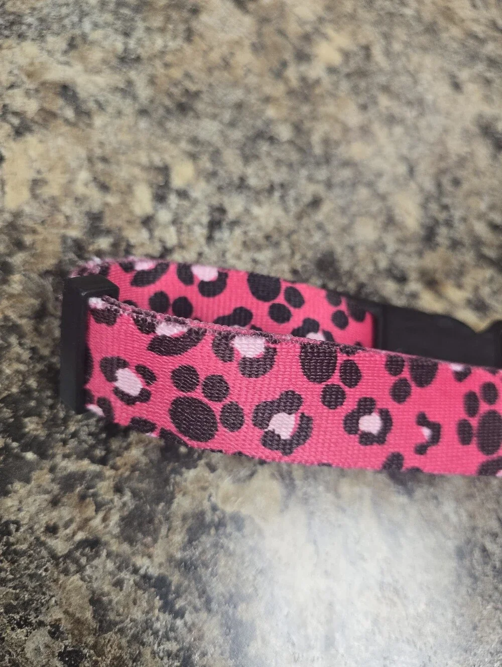 Pink Leopard Print Adjustable Collar with D-Ring